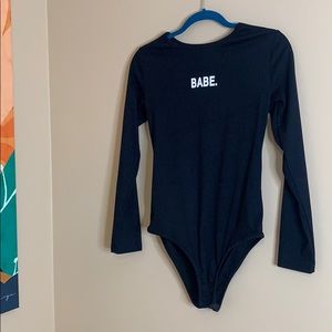Black BABE Long Sleeve Bodysuit **NEW